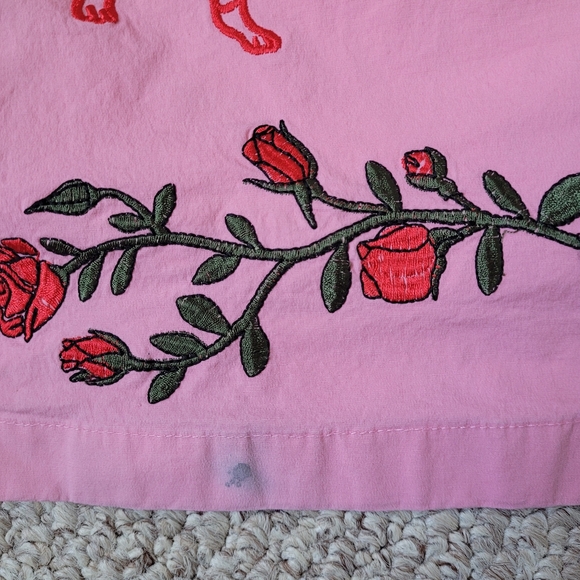 Anthropologie Embroidered Mini Cotton Dress.  Swans On The Front - Picture 11 of 13